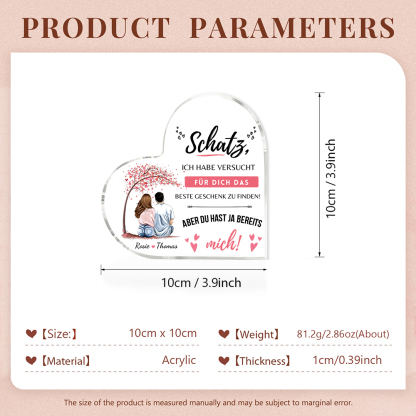 Personalisierte 2 Namen Acryl-Deko-Du hast ja bereits mich-Schreibtischdekoration für Paar