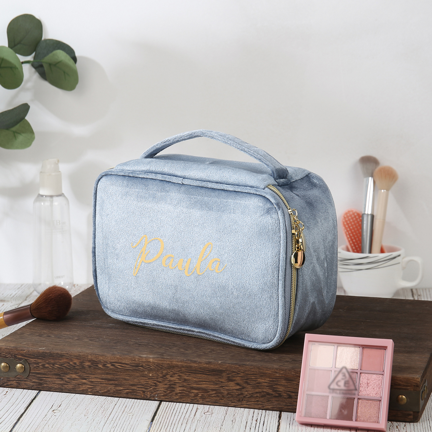 Personalisierter 1 Name Flanell tragbar Schminktasche