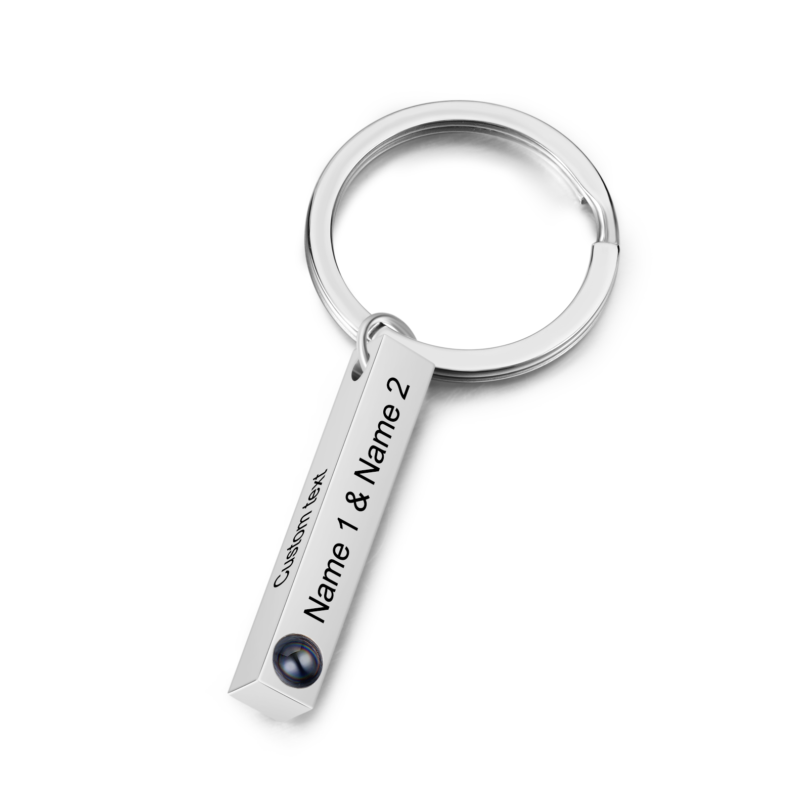 Personalisiertes Foto 4 Texte Projektion Vertikale Bar Schlüsselanhänger