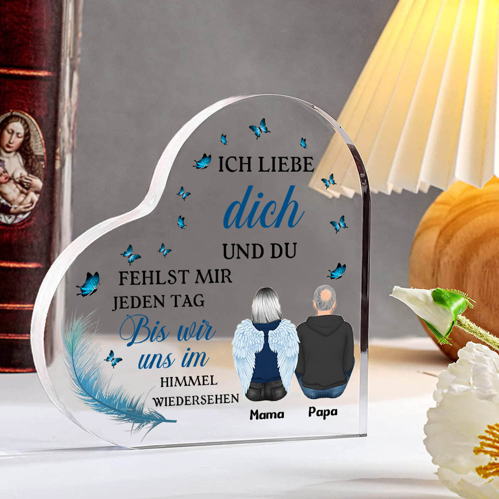 Personalisierte 2 Namen Acryl-Deko-Du fehlst mir jeden Tag-Trauer Schreibtischdekoration