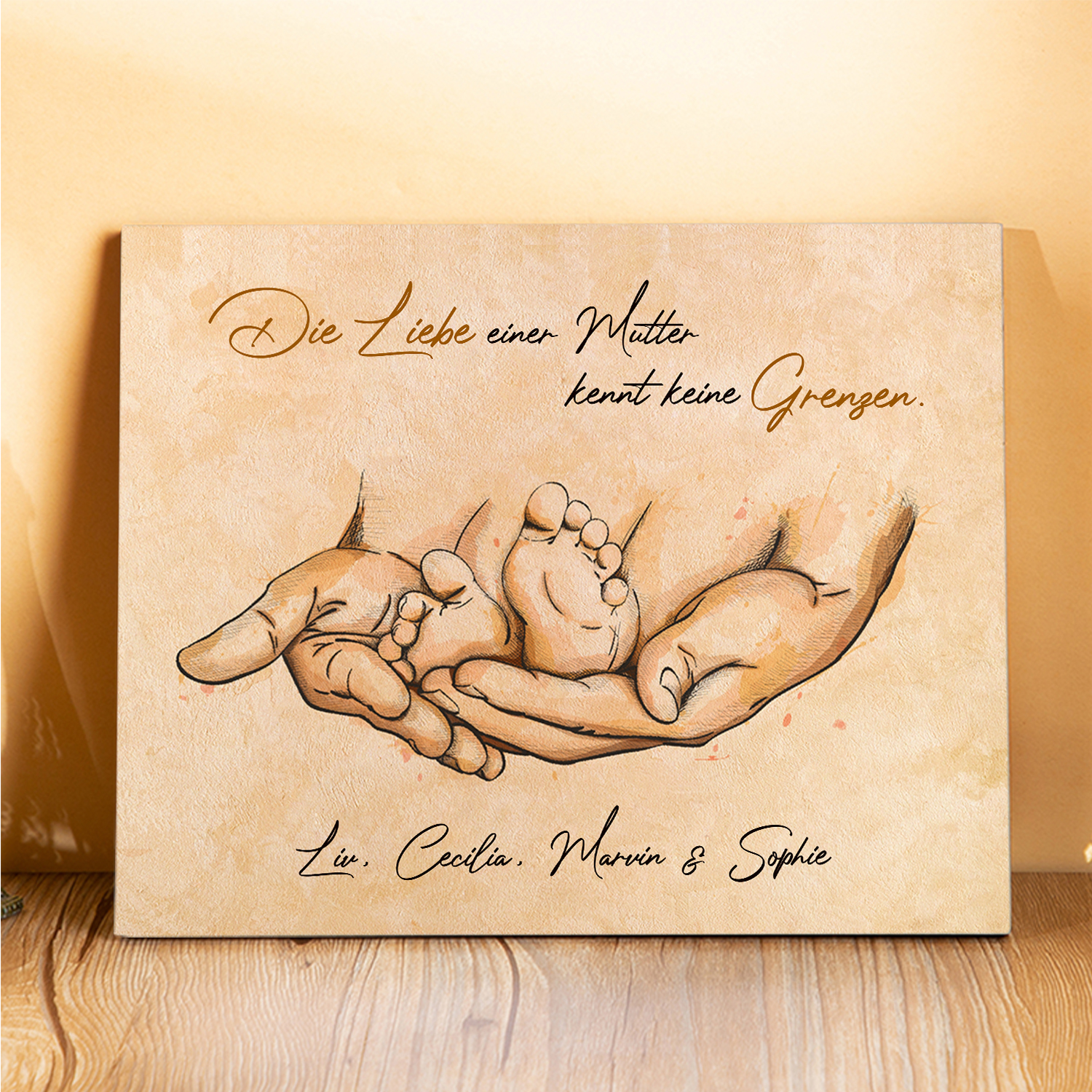 Mutter Holzbild-Personalisierter Text Holzdekoration-Die Liebe einer Mutter kennt keine Grenzen