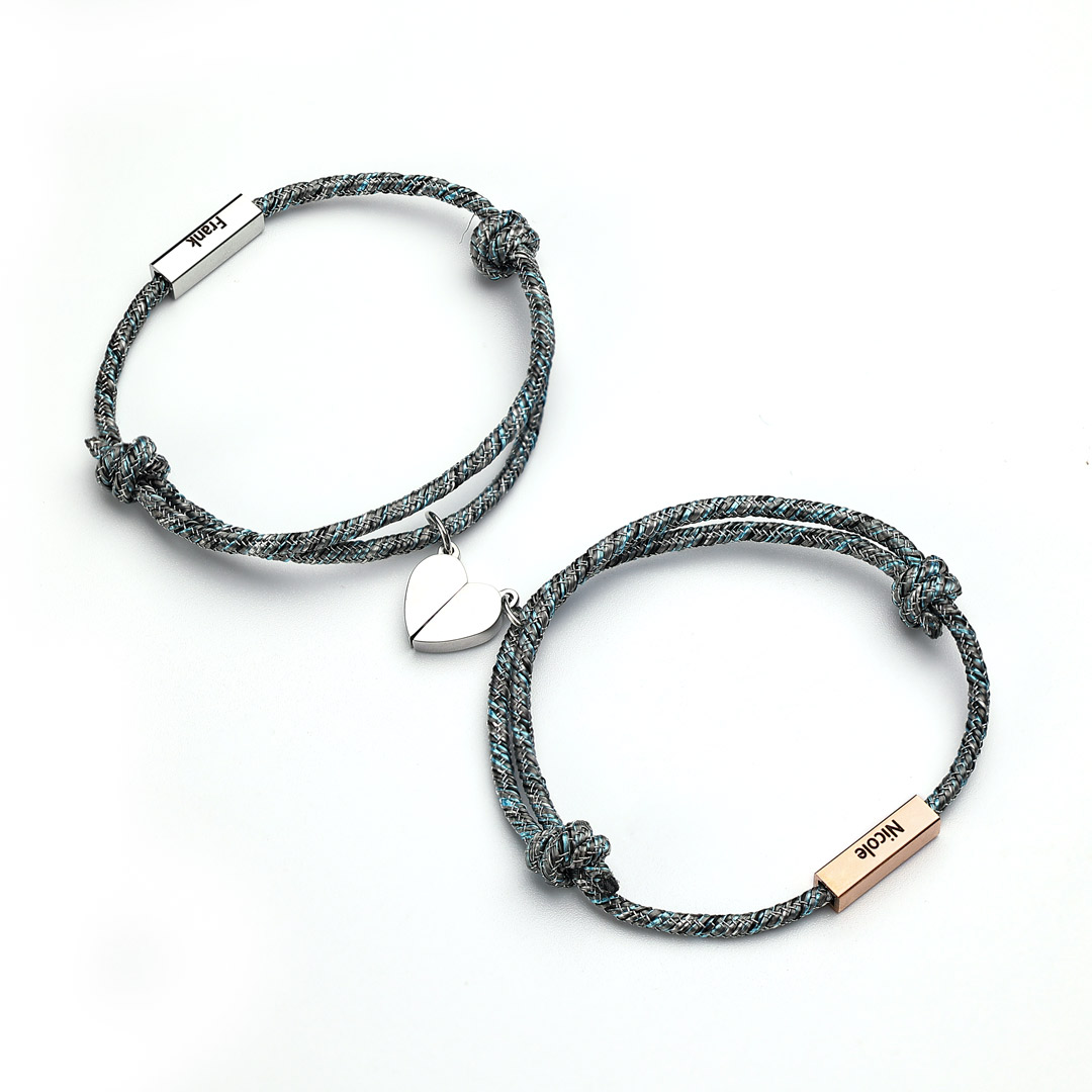 Kettenmachen Personalisierte 2 Namen Paar Herz Magnet Armbänder 18.89