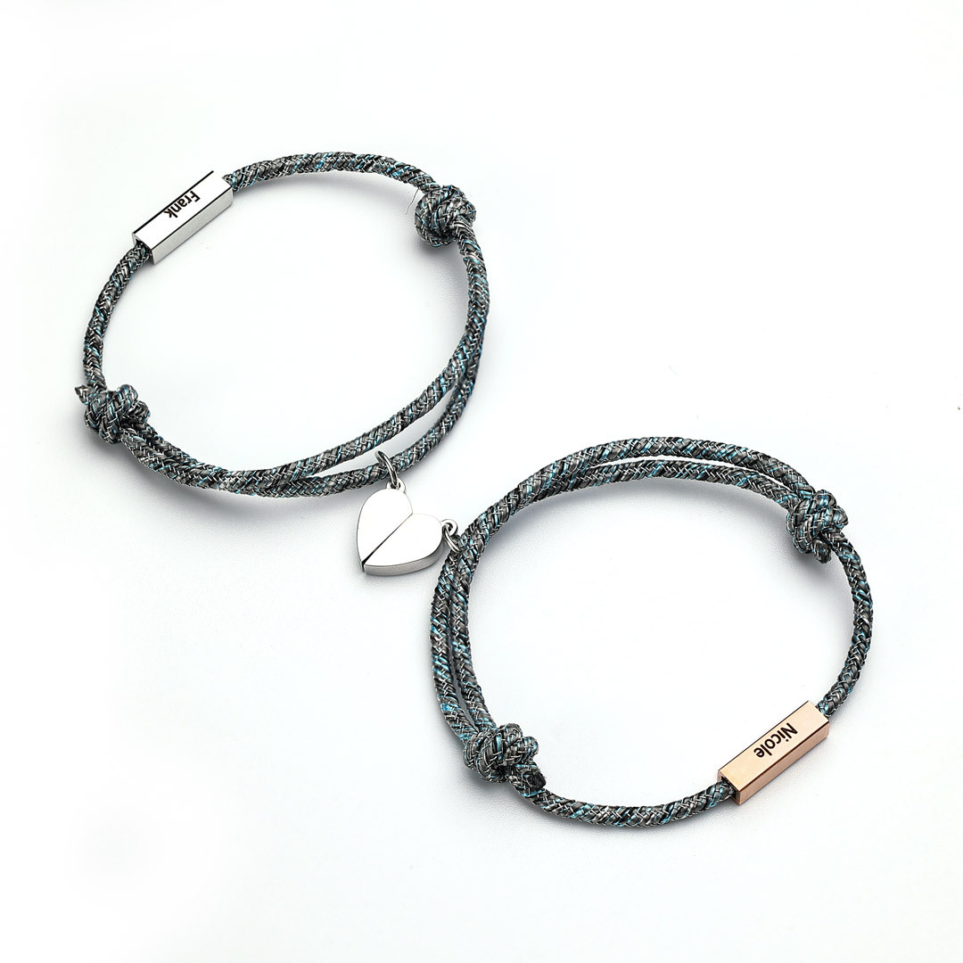 Kettenmachen Personalisierte 2 Namen Paar Herz Magnet Armbänder 18.89