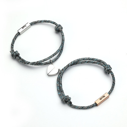 Kettenmachen Personalisierte 2 Namen Paar Herz Magnet Armbänder 18.89