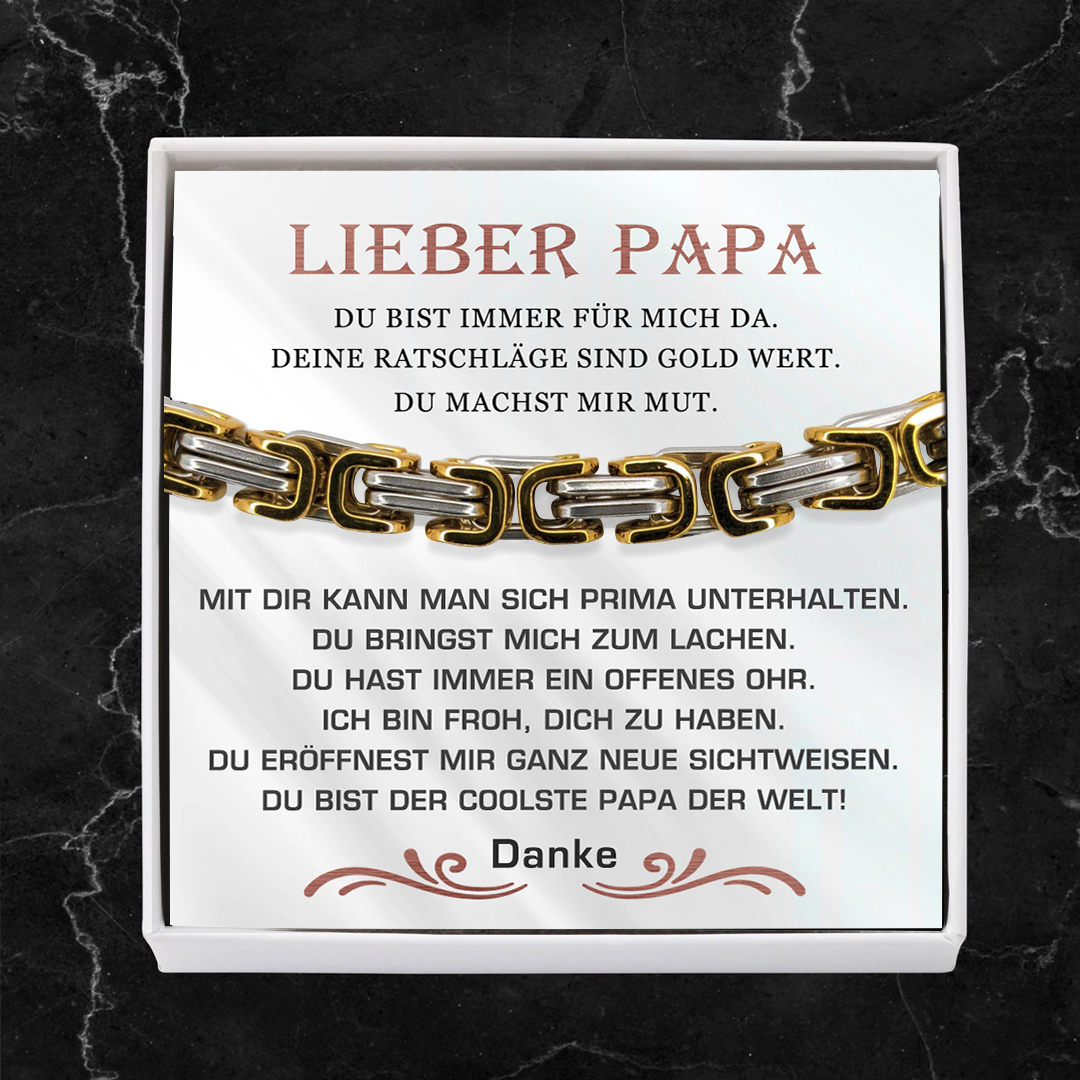 Herren Edelstahl Armband- Liebe Papa Du bist der coolste Papa der Welt-Geschenk mit Nachrichtenkarte