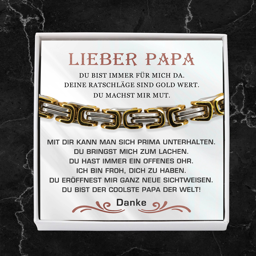 Herren Edelstahl Armband- Liebe Papa Du bist der coolste Papa der Welt-Geschenk mit Nachrichtenkarte