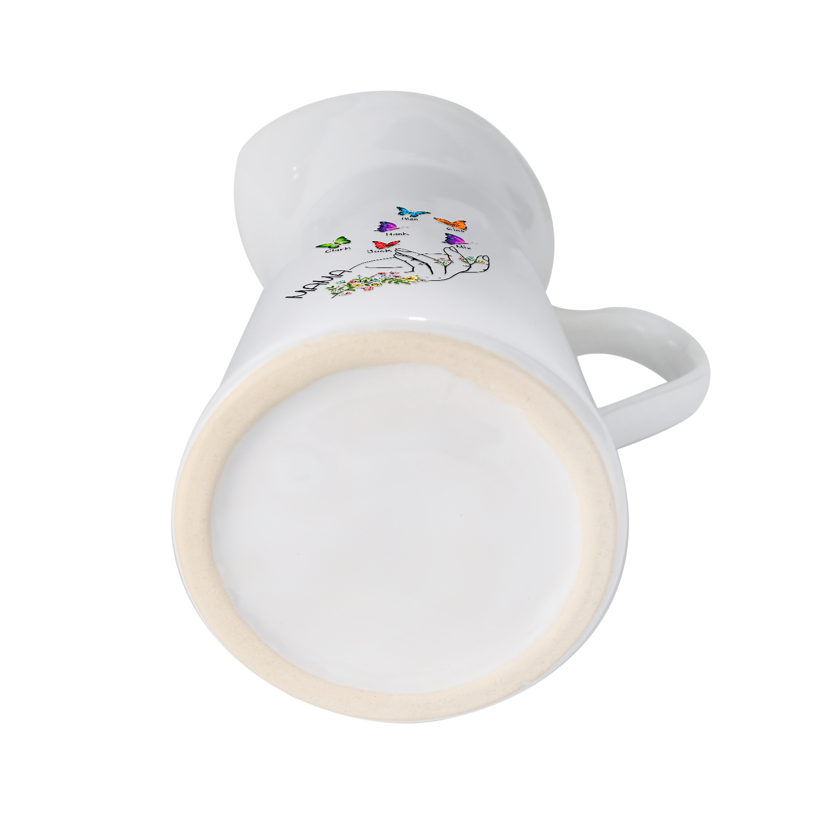 Personalisierte 6 Namen & Text Schmetterling in der Hand Gießvase mit Henkel Familie Vase