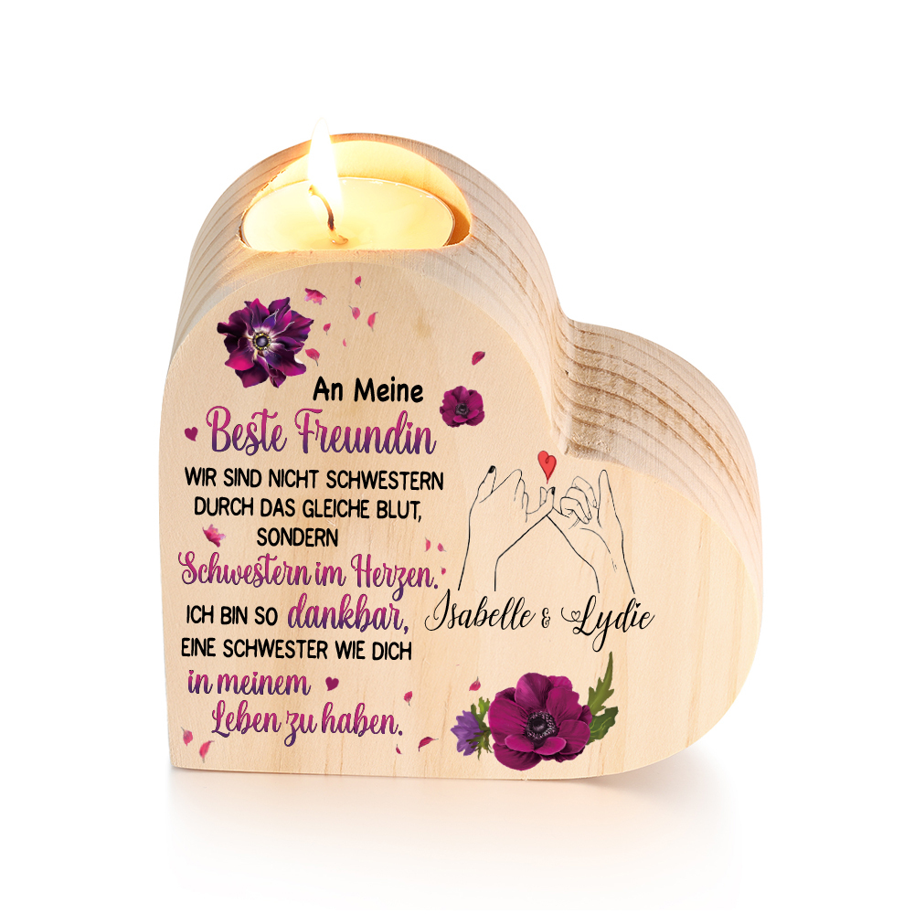 Personalisierter Text Herzform Kerzenhalter & Foto Schlüsselanhänger & Kerze & Karte & Box Freundschaft Geschenkbox Set für Beste Freundin