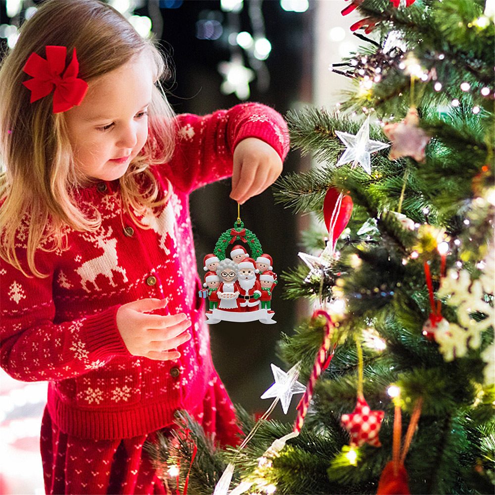 Holz Weihnachtsornament-Personalisierte Text 3 Namen von Großeltern mit Kindern Ornament