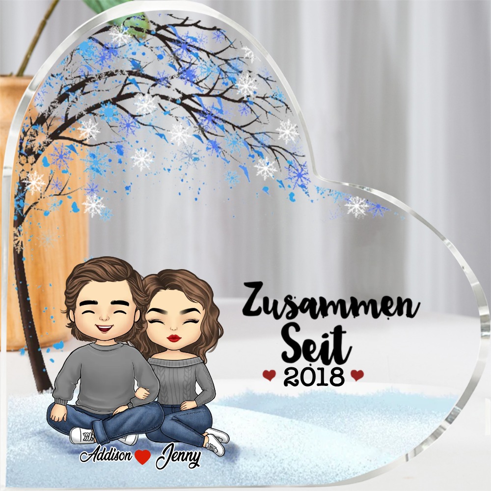 Personalisierte 2 Namen & Jahr Acryl-Deko-Schreibtischdekoration für Paar