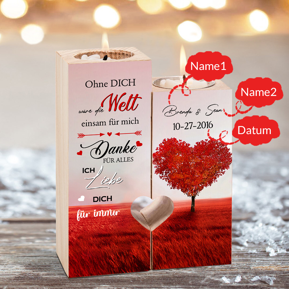 Personalisierte 2 Namen & Datum -Ohne dich wäre die Wett einsam für mich-Kerzenhalter Geschenk für Paare