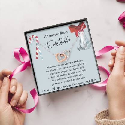 S925 Sterling Silber Halskette - An Unsere Liebe Enkeltochter von Oma & Opa - Geschenk mit Nachrichtenkarte