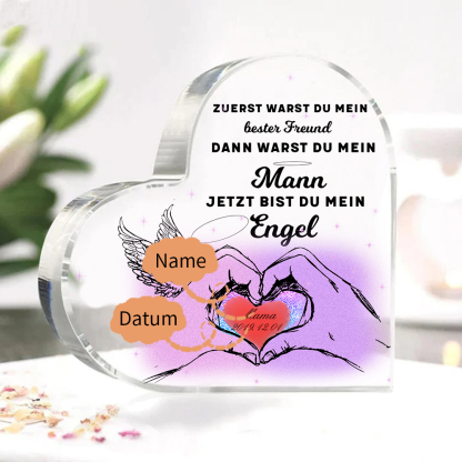 Personalisierter Name & Datum Acryl-Deko-Jetzt bist du mein Engel-Trauer Schreibtischdekoration für Mann
