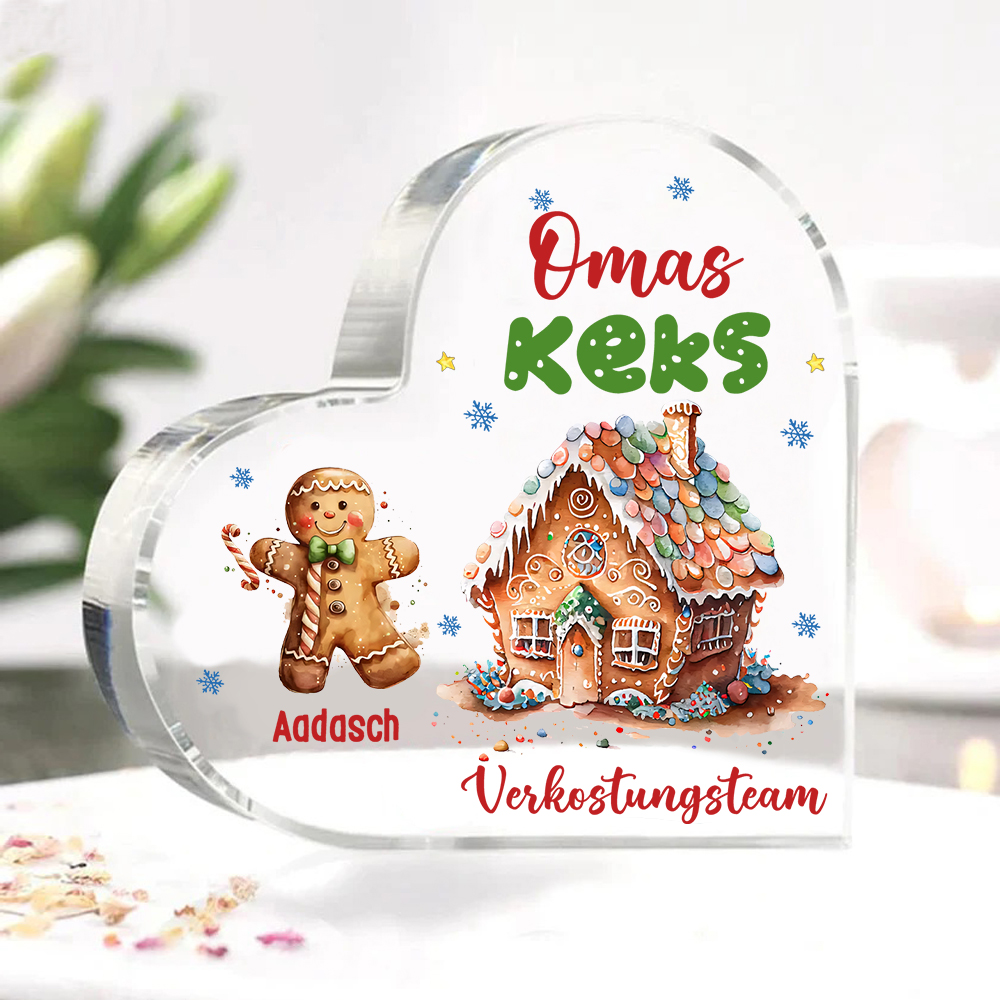 Personalisierter 1 Name & Text Lebkuchenmann Familie Verkostungsteam Weihnachten Acryl-Deko-Schreibtischdekoration