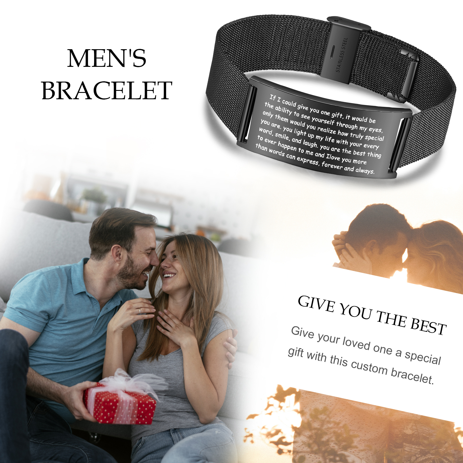 Herren Gravur Wunschtext Armband