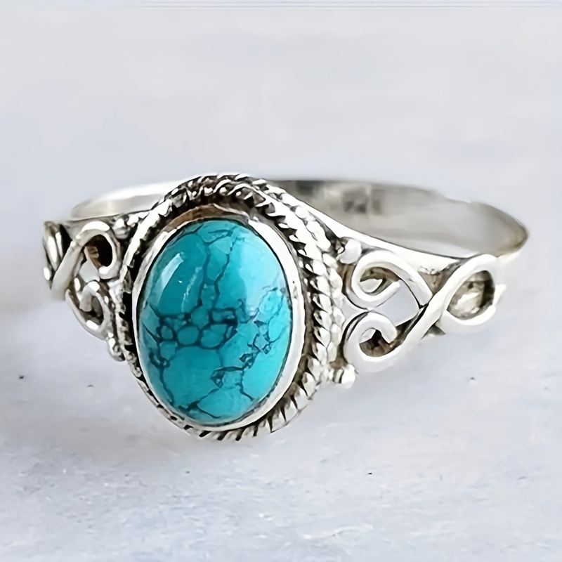 Retro Oval Türkis Ring