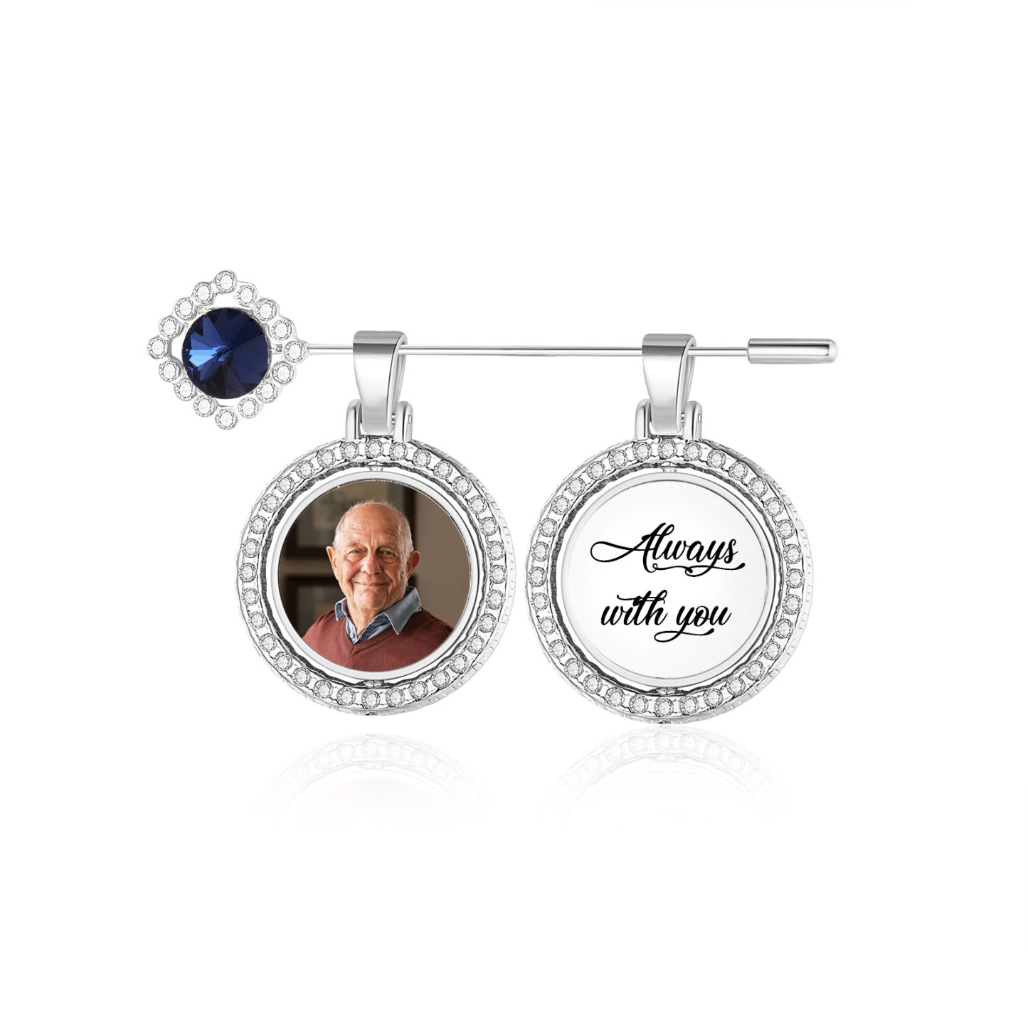 Personalisierter Brautstrauß-Anhänger mit Foto & Wunschtext – Emotionaler Hochzeits-Pin als Geschenk zur Hochzeit