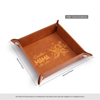 Personalisierte Leder Ablageschale mit 2–7 Namen Beste Mama aller Zeiten Geschenk für Mama