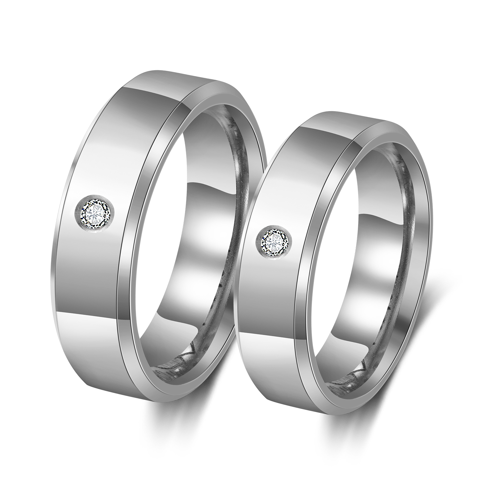 Personalisierter 2 Namen & Text Partnerring Ring mit Zirkonia für Paare