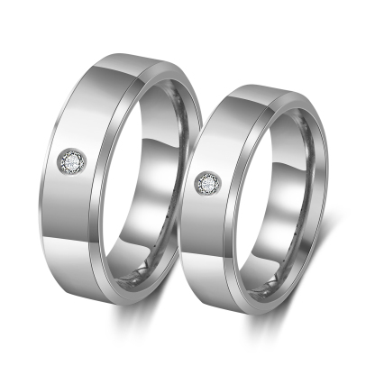 Personalisierter 2 Namen & Text Partnerring Ring mit Zirkonia für Paare
