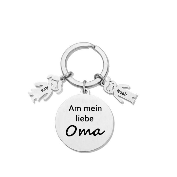 Gravur 2 Namen & Wunschtext Familie Schlüsselanhänger - Dieser Vater ( oder Mutter, Opa, Oma, usw. ) Gehört zu ...