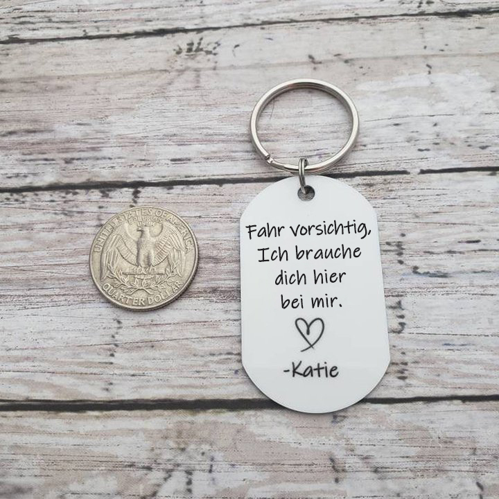 Personalisierter Foto & Name Schlüsselanhänger Fahr Vorsichtig Schlüsselanhänger