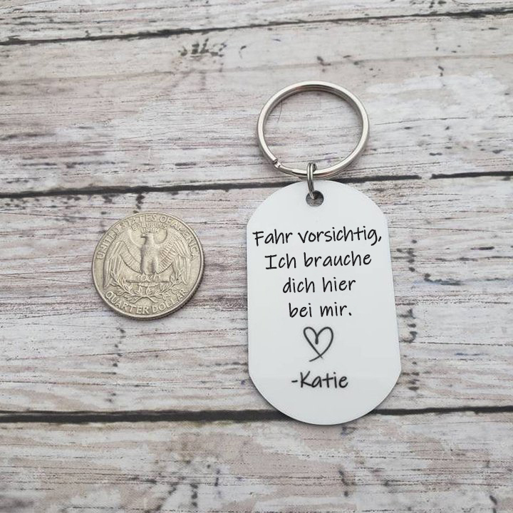 Personalisierter Foto & Name Schlüsselanhänger Fahr Vorsichtig Schlüsselanhänger