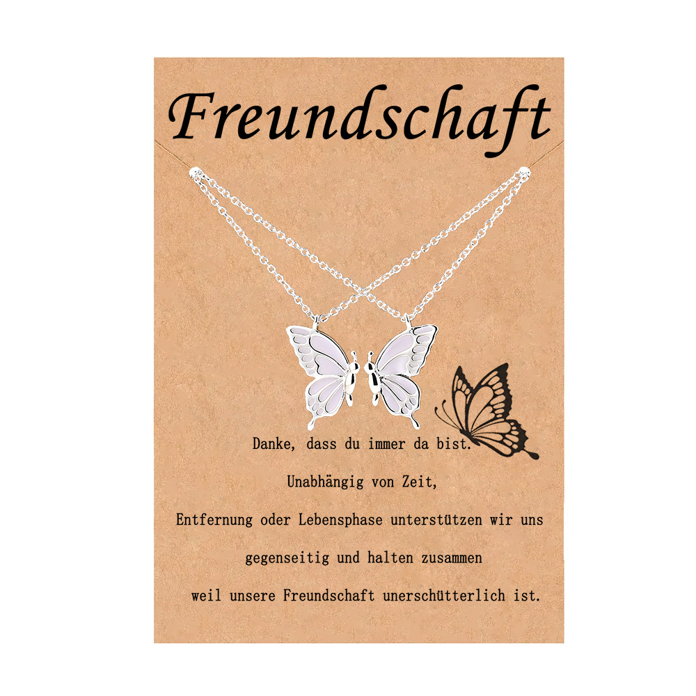 Schmetterling Halsketten Set für beste Freundin-Wir haltern zusammen-Freundschaft Geschenk mit Nachrichtenkarte