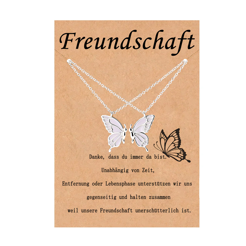 Schmetterling Halsketten Set für beste Freundin-Wir haltern zusammen-Freundschaft Geschenk mit Nachrichtenkarte