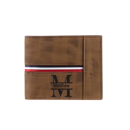 Personalisierte Foto & Name & 1 Buchstabe PU Leder Geldbörse