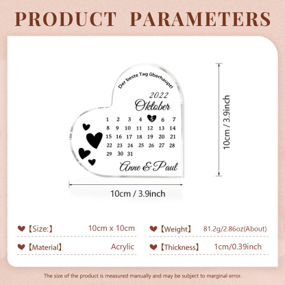 Personalisierte 2 Namen & Datum Acryl-Deko-Der beste Tag überhaupt-Schreibtischdekoration für Paar