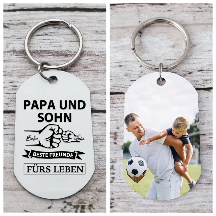 Personalisierbares Foto & 2 Namen Schlüsselanhänger-Papa und Sohn bester Freunde fürs Leben-Geschenk für Vater