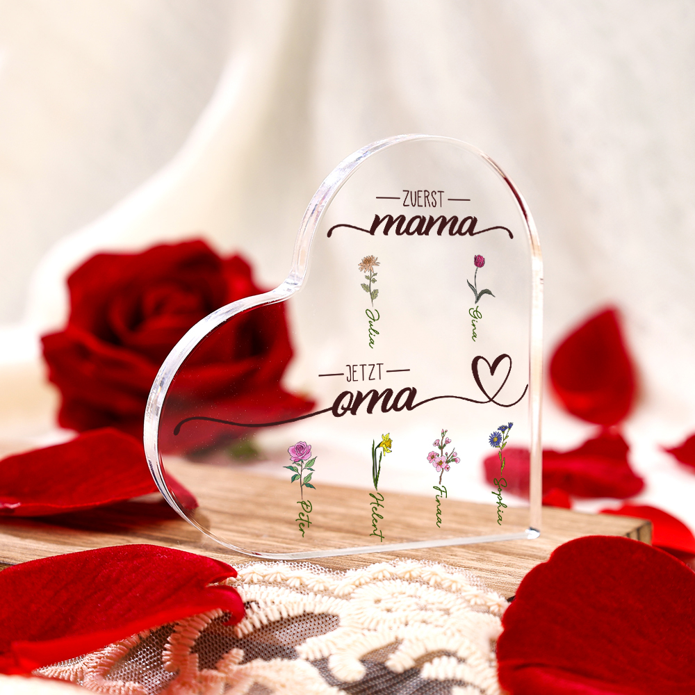 Personalisierte 2-5 Namen Blume Acryl-Deko Schreibtischdekoration für Mutter/Großmutter
