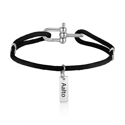 Personalisierter Name Edelstahl Schwarz/Weiß Handseil Armband