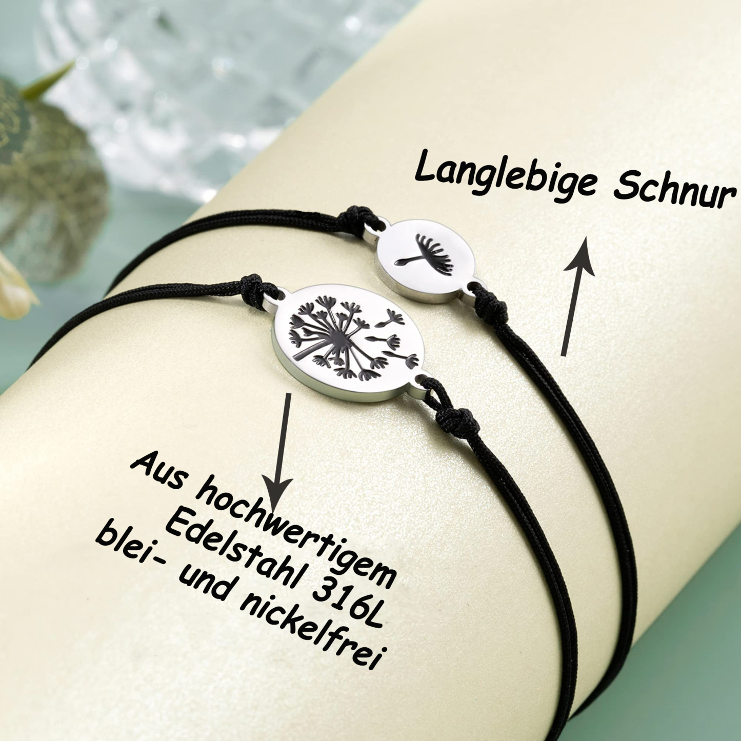 Löwenzahn Armbänder Set-Für das Schulkind-Schulanfang Geschenk mit Nachrichtenkarte