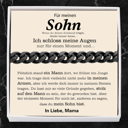 Herren Kubanisches Armband- Für meinen Sohn-Geschenk mit Nachrichtenkarte