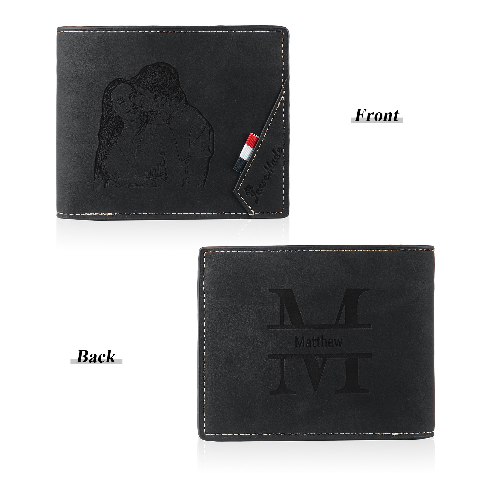 Personalisierte Foto & Name & 1 Buchstabe PU Leder Geldbörse