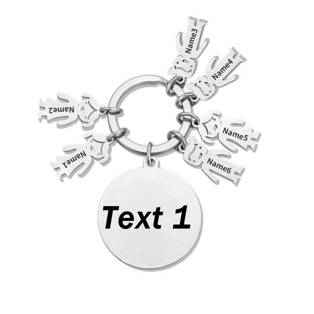 Gravur 6 Namen & Wunschtext Familie Schlüsselanhänger - Dieser Vater ( oder Mutter, Opa, Oma, usw. ) Gehört zu ...