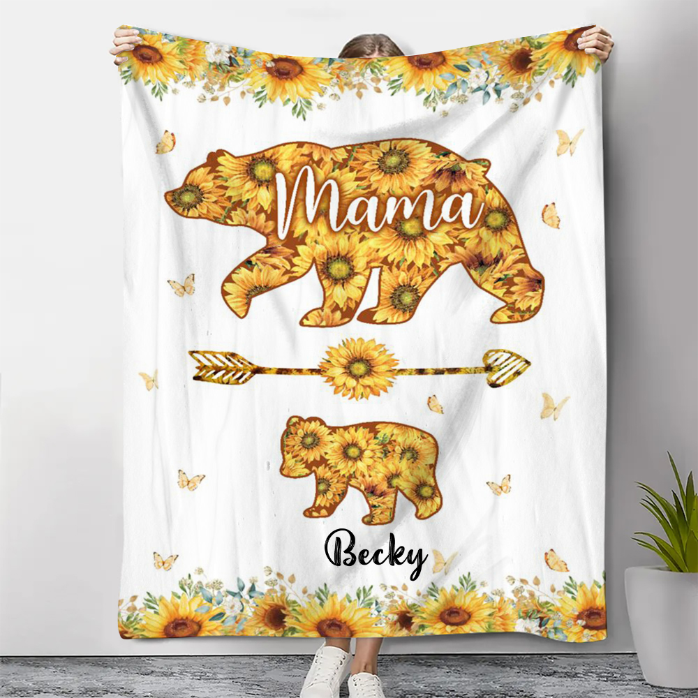 Personalisierbarer 1 Name Mama Bär Decke - Geschenk für Mutter