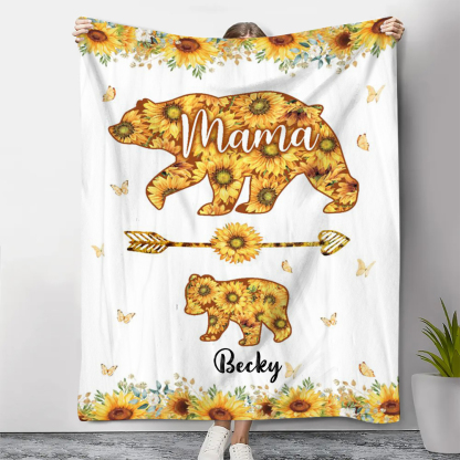 Personalisierbarer 1 Name Mama Bär Decke - Geschenk für Mutter