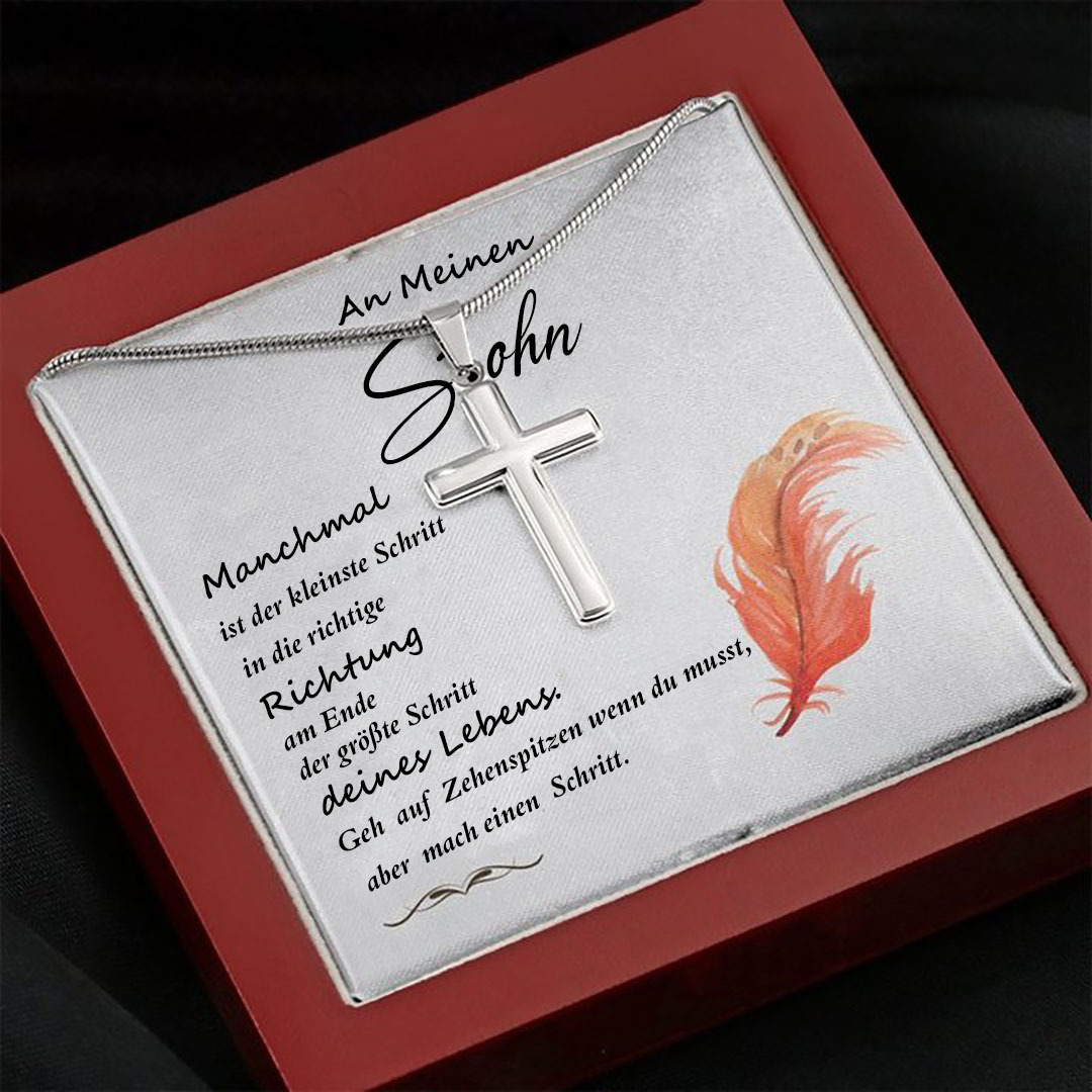 925 Sterling Silber An Meinen Sohn Kommunion Kreuz Halskette - Geschenk mit Nachrichtenkarte