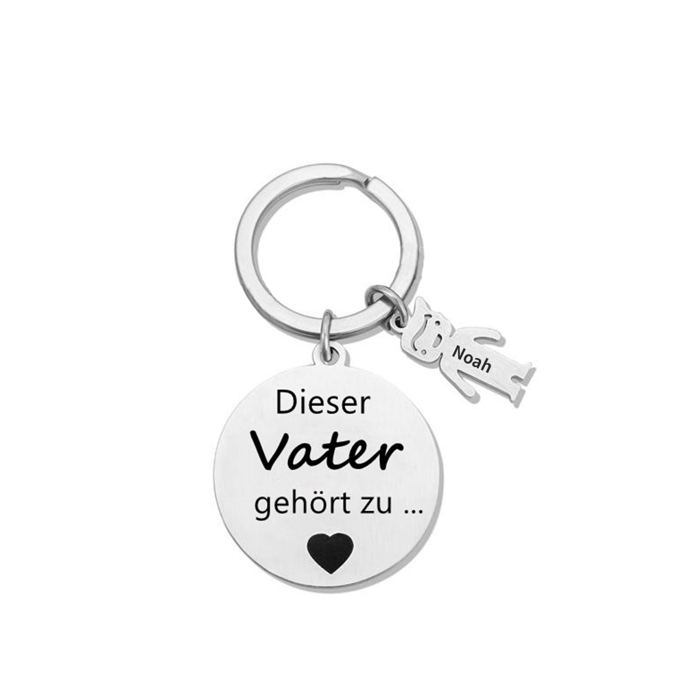Gravur 1 Name & Wunschtext Familie Schlüsselanhänger - Dieser Vater ( oder Mutter, Opa, Oma, usw. ) Gehört zu ...