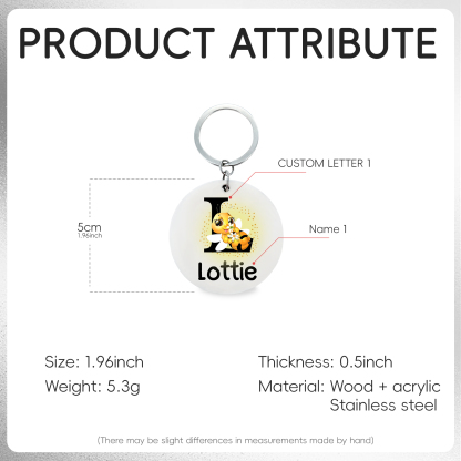 Personalisierter 1 Name & Buchstabe Biene Schulanfang Schlüsselanhänger für Schulkind aus Edelstahl+Holz+Acryl 