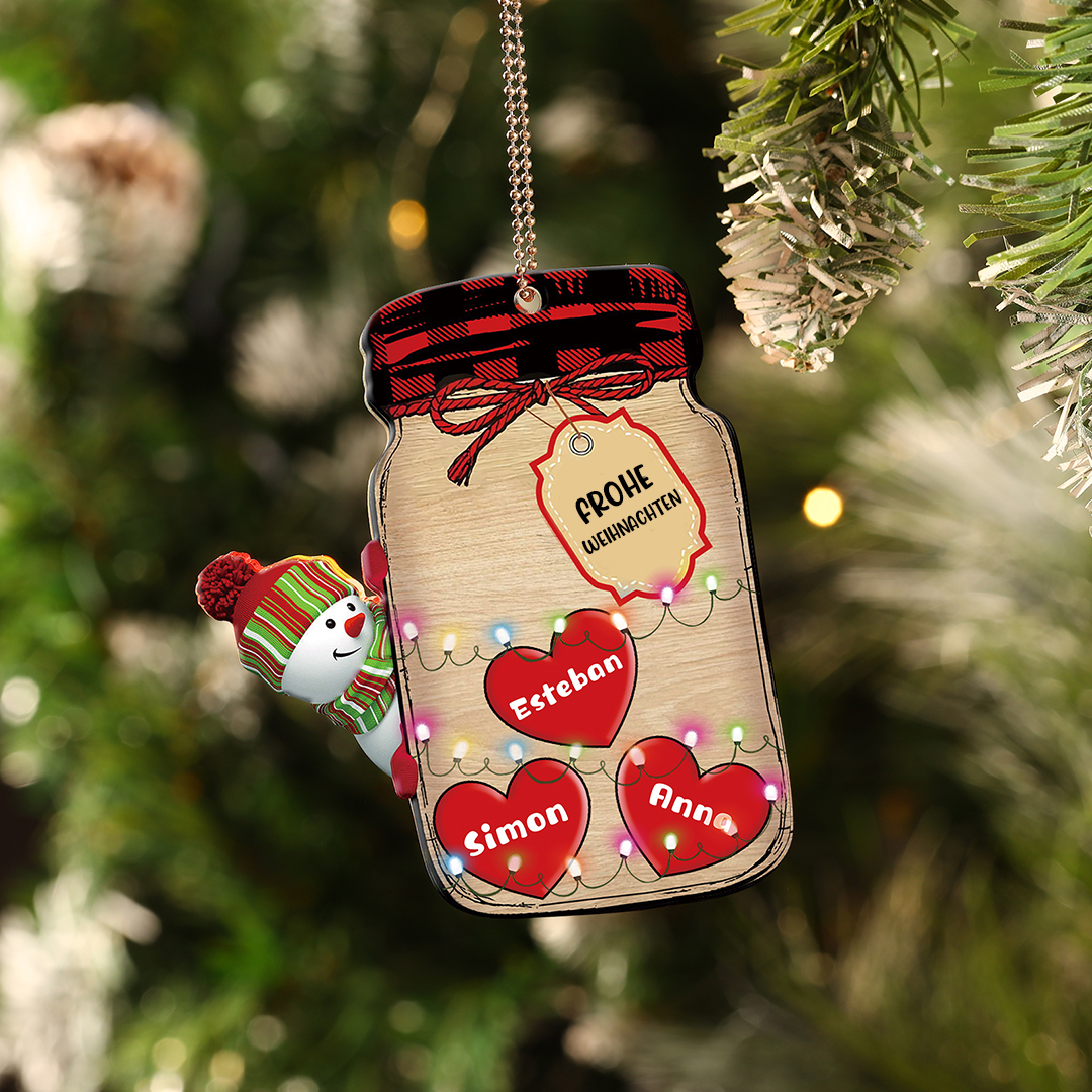 Acryl Personalisierte 3 Namen & Text Flasche Weihnachtsornament Weihnachtsbaum Anhänger