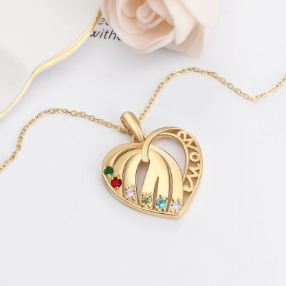 Personalisierte Halskette mit 6 Namen und 6 Simulierten Geburtssteinen