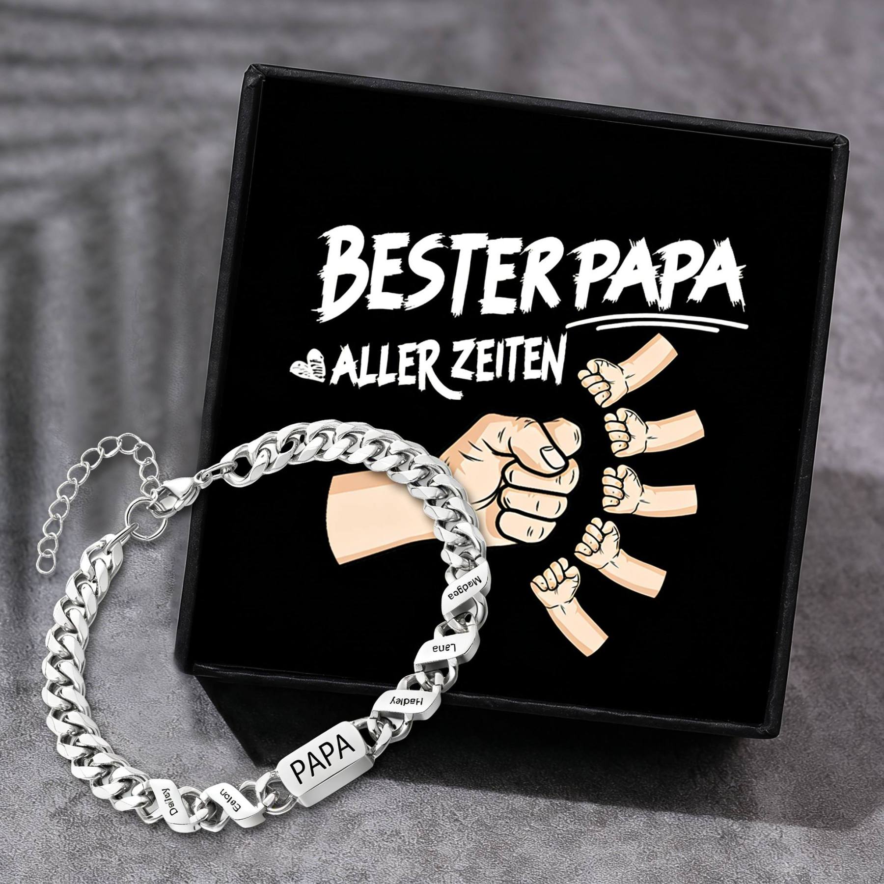 Herren Personalisierte 1-6 Namen Edelstahl Armband mit Text