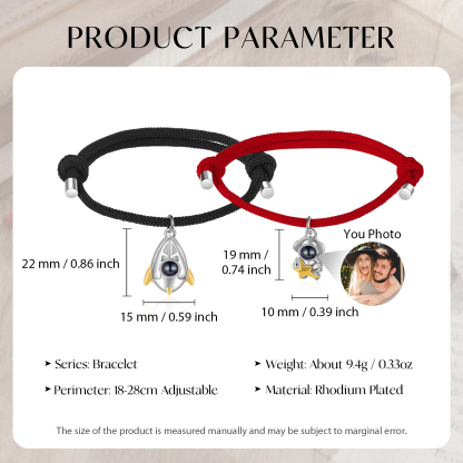 Personalisierte Foto Raumfahrer Rakete Projektion Armbänder Set für Paare