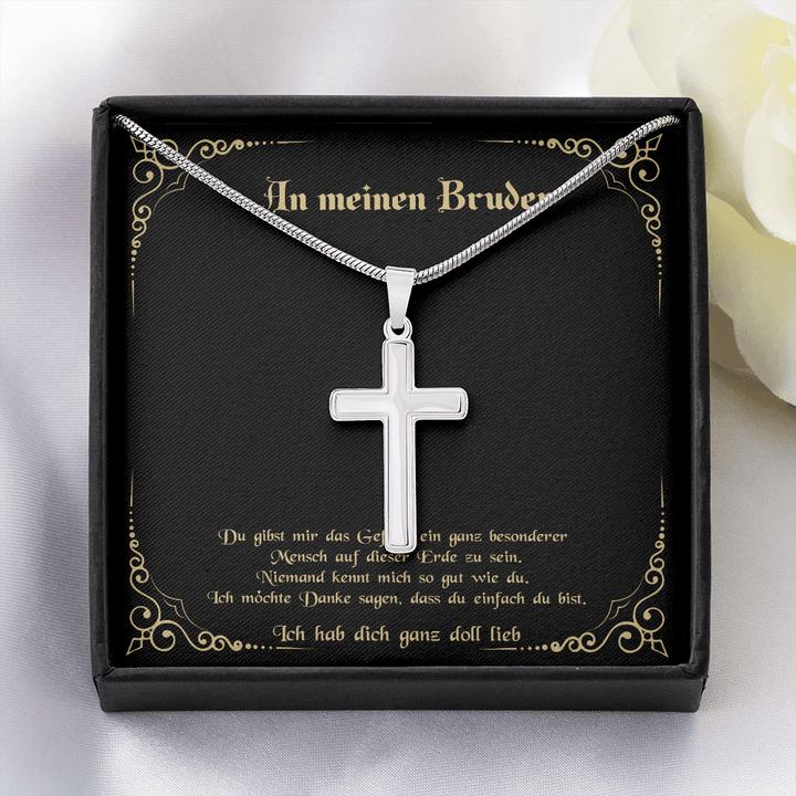 925 Sterling Silber Kreuz Halskette-An Meinen Bruder-Geschenk mit Nachrichtenkart