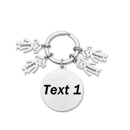 Gravur 4 Namen & Wunschtext Familie Schlüsselanhänger - Dieser Vater ( oder Mutter, Opa, Oma, usw. ) Gehört zu ...