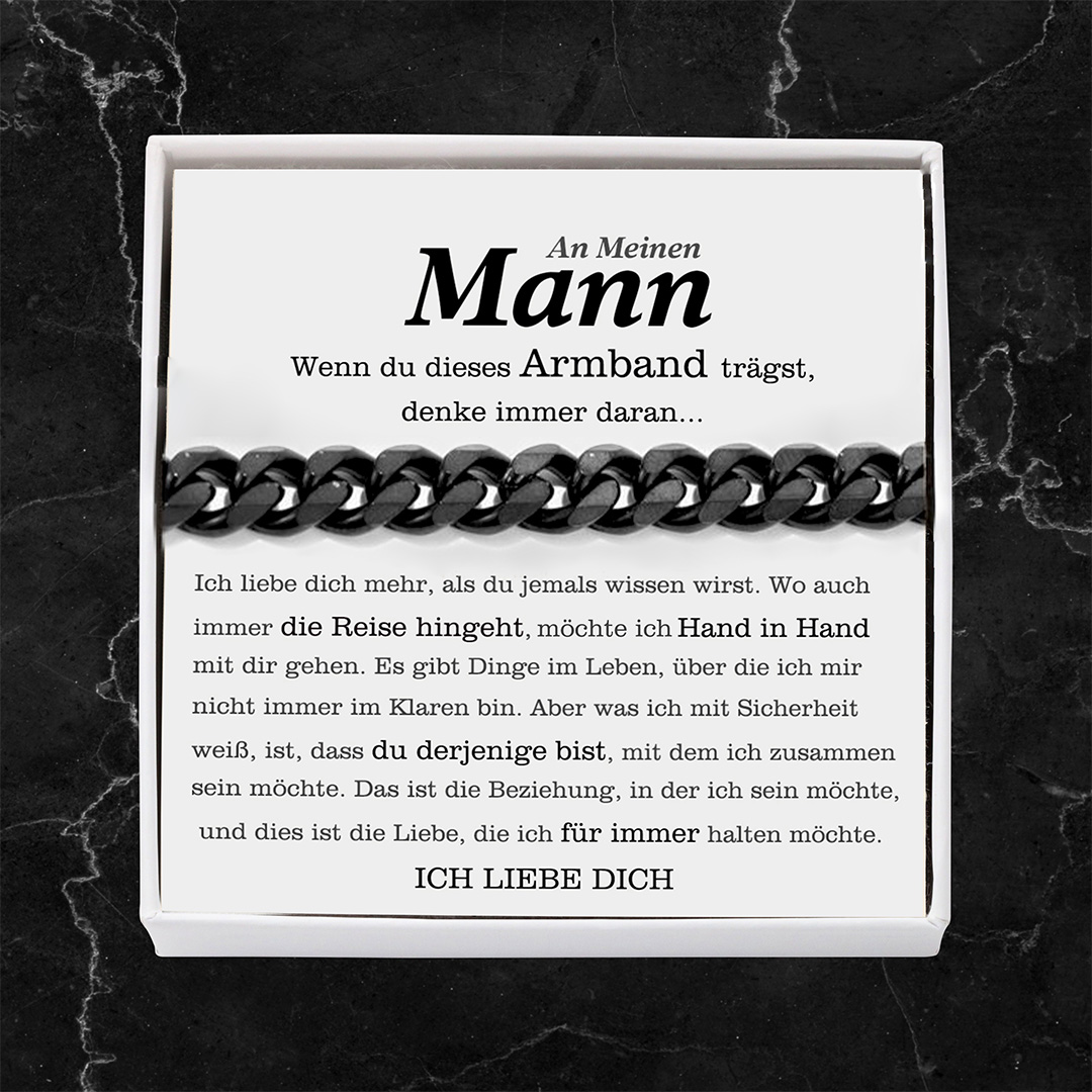 Kettenmachen Herren Kubanisches Armband- An Meinen Mann"Das ist die Beziehung, in der ich sein möchte"-Geschenk mit Nachrichtenkarte 21.99